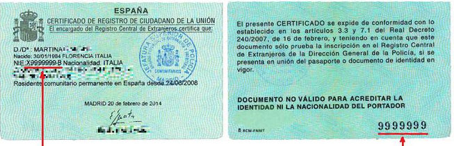 Tarjetas de identificación -  España